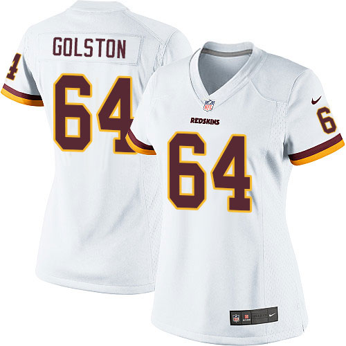 Women's Limited Kedric Golston Nike Jersey White Road - #64 NFL Washington Redskins